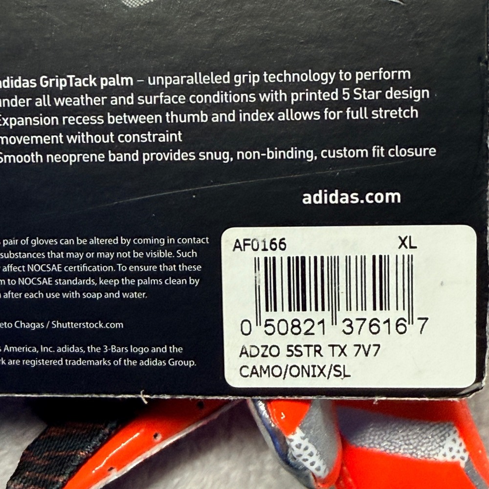 Adidas Adizero 5 Star Football Gloves Mens XL Red Black Camo AF0166 GripTack - Picture 4 of 5